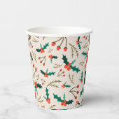 Gobelets En Papier Festive Holly et Berries Holiday (Recto)