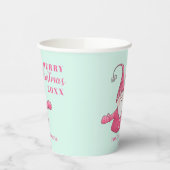 Gobelets En Papier Festive mignonne Gnome rose et vert menthe Noël (Gauche)