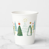 Gobelets En Papier Festive Moderne Aquarelle Noël Arbres de Noël (Verso)