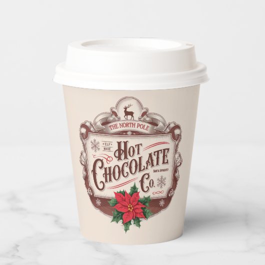 Gobelets En Papier Festive North pole chocolat chaud compagnie (Recto)