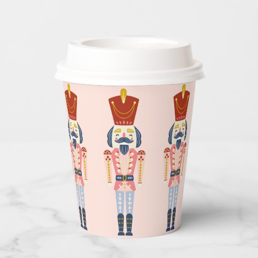 Gobelets En Papier Festive Pink Holiday Nutcracker tasse de papier (Verso)