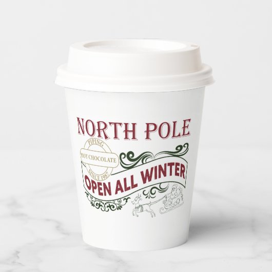 Gobelets En Papier Festive Pôle Nord chocolat chaud Noël (Recto)