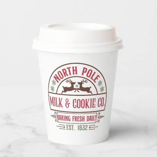Gobelets En Papier Festive Pôle Nord Milk Cookie Company (Recto)