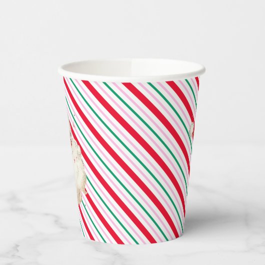 Gobelets En Papier Festive Stripe Retro Père Noël (Gauche)