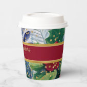 Gobelets En Papier Festive Vacances Botanique Rouge & Or Étincelle (Gauche)