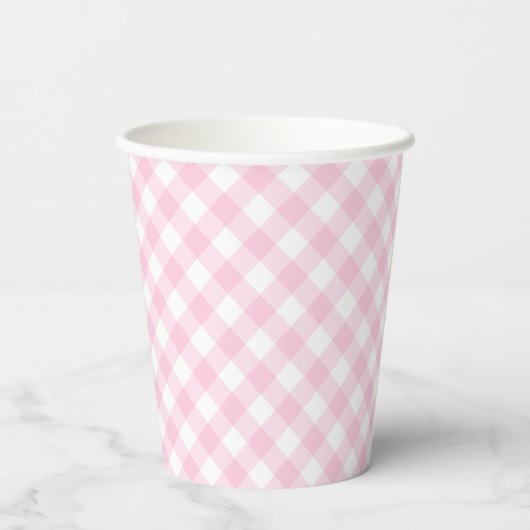 Gobelets En Papier Fête Anniversaire Pink En vichy Plaid (Verso)