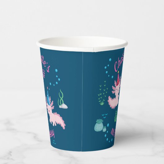 Gobelets En Papier Fête avec la fête d'anniversaire Axolotls (Droite)