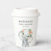 Gobelets En Papier Fête baby shower d'éléphant aquarelle (Verso)