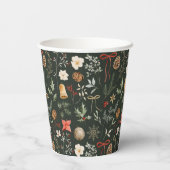 Gobelets En Papier Fête botanique de Noël d'hiver (Verso)