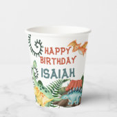 Gobelets En Papier Fête comme un anniversaire de dinosaure  (Recto)