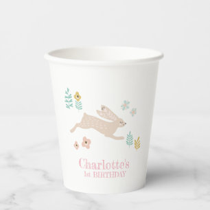 Gobelets En Papier Fête d'anniversaire 1 an Lapin Animaux Mignon Sucr
