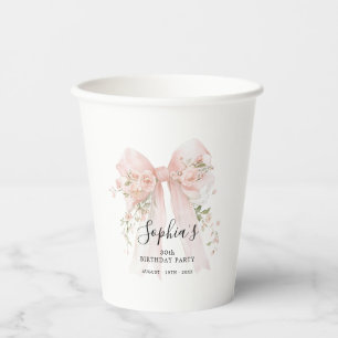Gobelets En Papier Fête d'anniversaire 30 ans Ruban rose personnalisé
