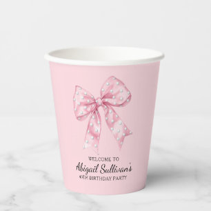 Gobelets En Papier Fête d'anniversaire 40 ans thème golf rose ruban b
