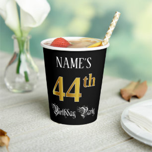 Gobelets En Papier Fête d'anniversaire 44 ans — Écriture élégante, as