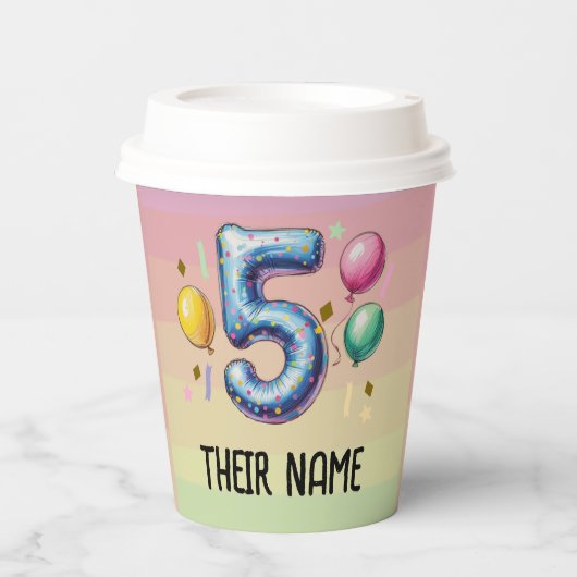 Gobelets En Papier fête d'anniversaire 5 ans sans thème (Recto)