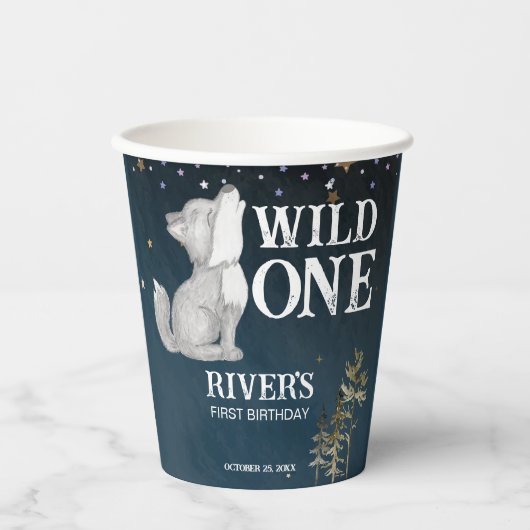 Gobelets En Papier Fête d'anniversaire à thème petit loup sauvage un (Recto)