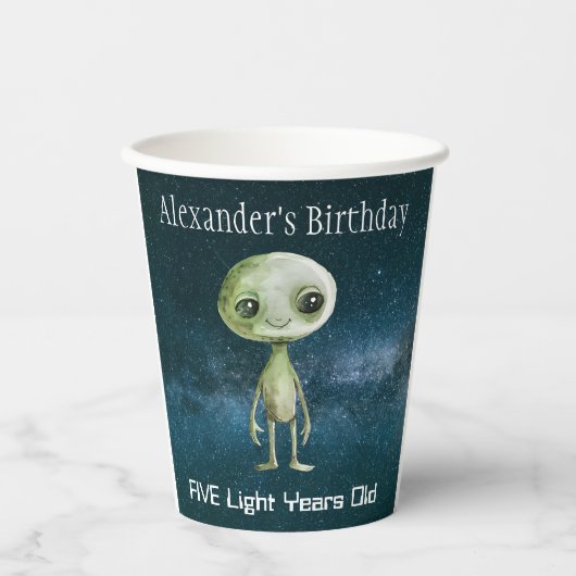 Gobelets En Papier Fête d'anniversaire Alien (Recto)