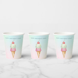 Gobelets En Papier Fête d'anniversaire amusante de camion de glace en