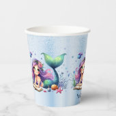 Gobelets En Papier Fête d'anniversaire aquarelle Sirène Mer Vie migno (Recto)