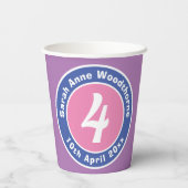 Gobelets En Papier Fête d'anniversaire avec âge (Verso)