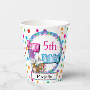 Gobelets En Papier Fête d'anniversaire avec un écureuil de dessin ani