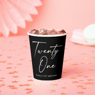 Gobelets En Papier Fête d'anniversaire Black Twenty One Moderne 21e