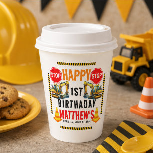 Gobelets En Papier Fête d'anniversaire Camion à benne 1 an