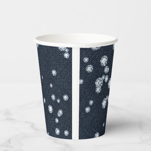 Gobelets En Papier Fête d'anniversaire chic et élégante Denim & Diamo (Droite)