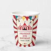 Gobelets En Papier Fête d'anniversaire cirque Carnaval vintage (Recto)