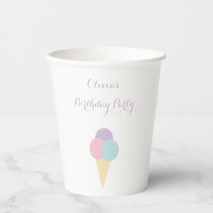 Gobelets En Papier Fête d'anniversaire colorée Scoop Pastel à la crèm