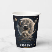 Gobelets En Papier Fête d'anniversaire d'astronaute spatial (Verso)
