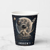 Gobelets En Papier Fête d'anniversaire d'astronaute spatial (Recto)