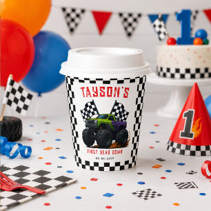 Gobelets En Papier Fête d'anniversaire de 1 an de Monster Trucks