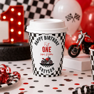 Gobelets En Papier Fête d'anniversaire de 1 an pour un garçon moto de