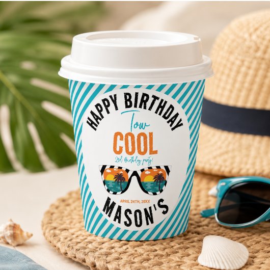 Gobelets En Papier Fête d'anniversaire de 2 ans de Two Cool Boy