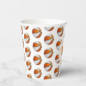 Gobelets En Papier fête d'anniversaire de basket blanc orange (Droite)