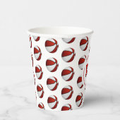 Gobelets En Papier fête d'anniversaire de basket blanc rouge (Droite)