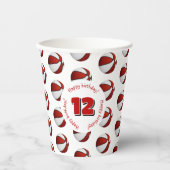 Gobelets En Papier fête d'anniversaire de basket blanc rouge (Recto)