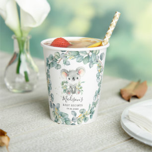 Gobelets En Papier Fête d'anniversaire de bébé garçon Eucalyptus Koal