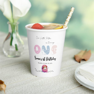 Gobelets En Papier Fête d'anniversaire de chat mignon 1 an