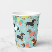 Gobelets En Papier Fête d'anniversaire de Dachshund (Verso)