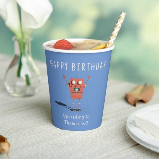 Gobelets En Papier Fête d'anniversaire de enfants avec un robot 3D ro (Insitu)