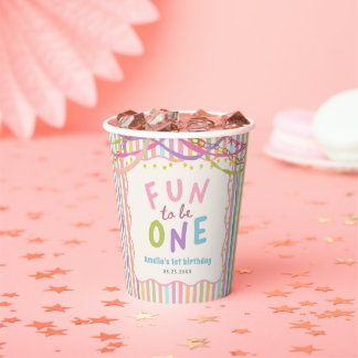 Gobelets En Papier Fête d'anniversaire de fille fantaisiste colorée