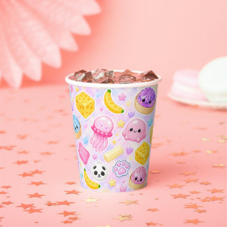 Gobelets En Papier Fête d'anniversaire de fille Mignonne Kawaii Squis