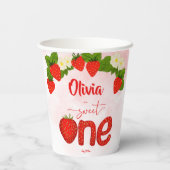 Gobelets En Papier Fête d'anniversaire de fraise sucrée imprimée (Verso)