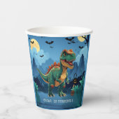 Gobelets En Papier Fête d'anniversaire de Halloween Dinosaur | T-Rex  (Recto)