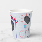Gobelets En Papier Fête d'anniversaire de hockey sur glace (Verso)