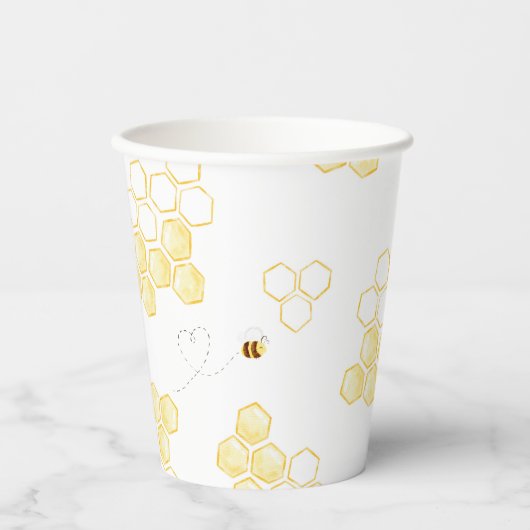 Gobelets En Papier Fête d'anniversaire de Honey Bee (Recto)