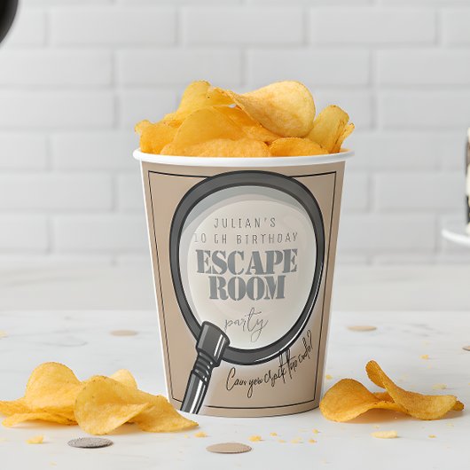 Gobelets En Papier Fête d'anniversaire de la chambre d'évasion
