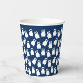 Gobelets En Papier Fête d'anniversaire de la Chouette Bleue et Blanch (Verso)